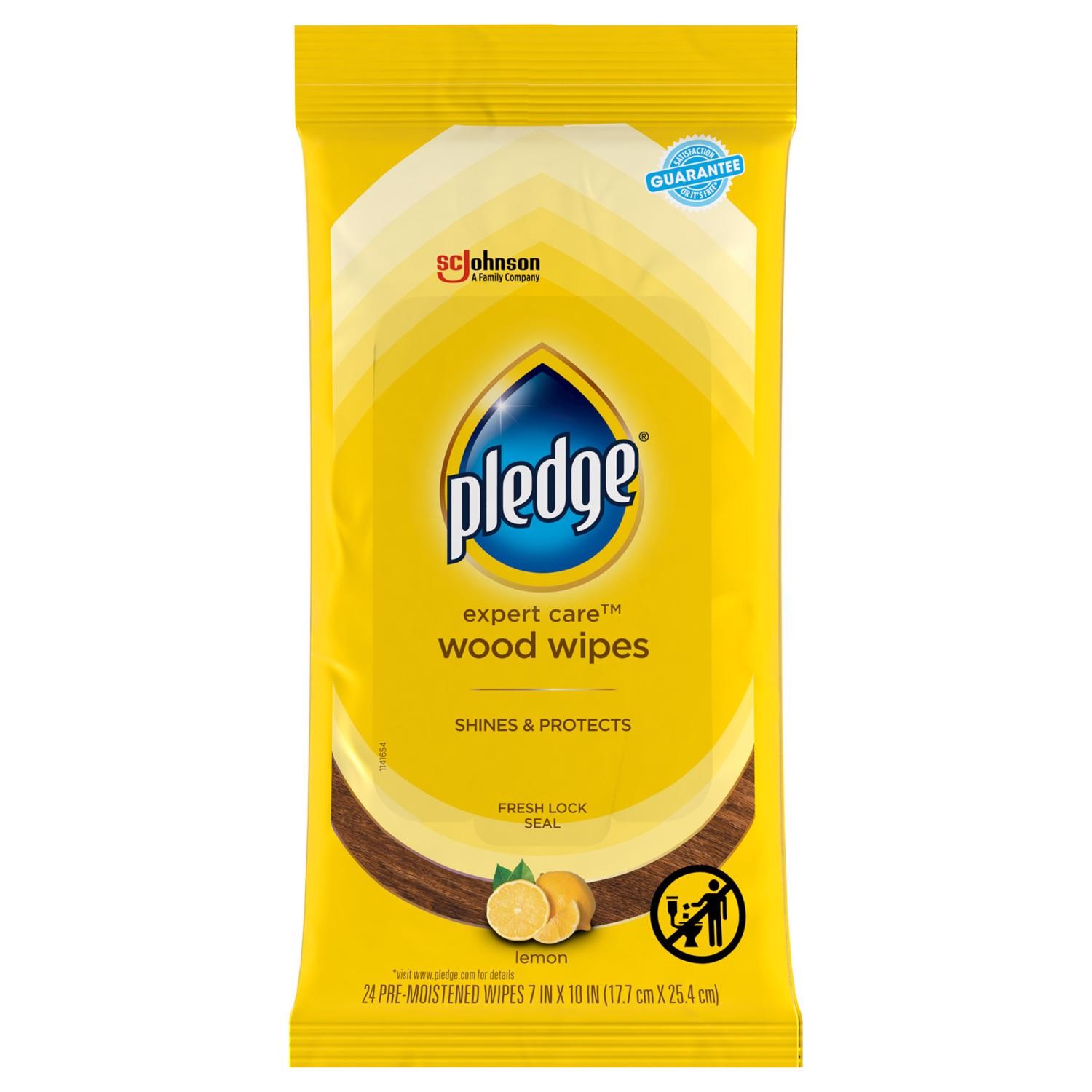 Pledge 72807 Lemon Scented Pre-Moistened Cloth Wipes 7 x 10 in. 24 ct