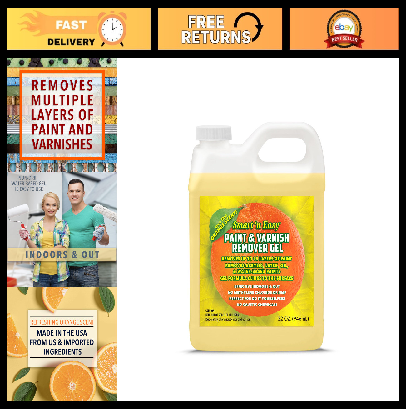 Paint & Varnish Remover Gel – DIY Friendly, Strips Acrylic, Latex, Oil & Water-B