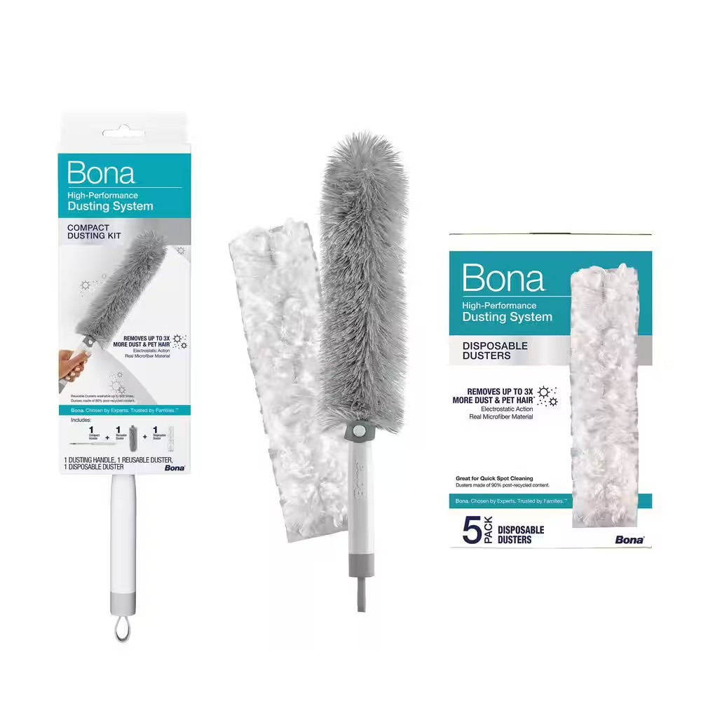 High-Performance Compact Dusting Kit, with 17 In. Handle, Reusable and Disposabl