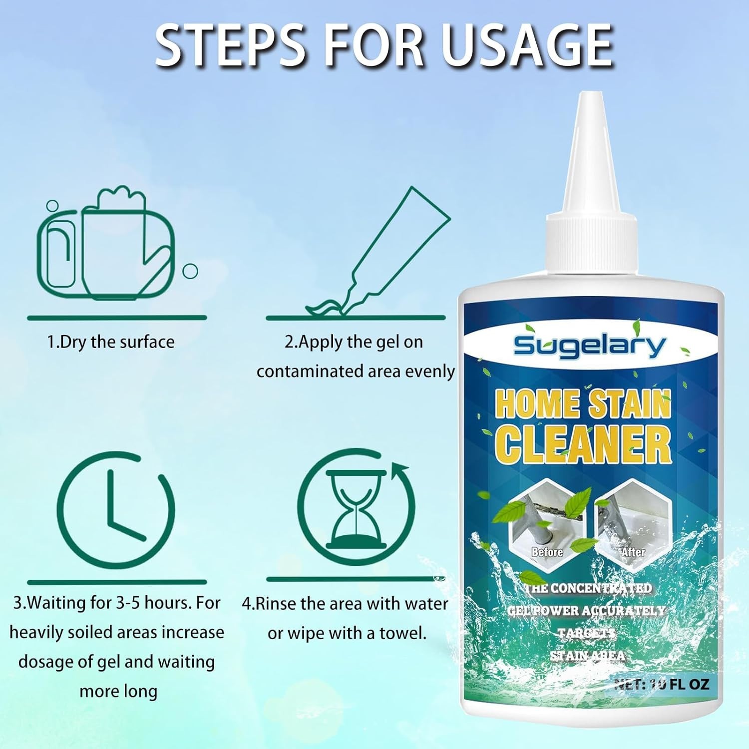 10 Fl Oz Mold Stain Cleaner Gel for Home Use – Multi-Surface Solution