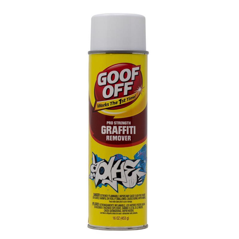 Goof Off FG673 Graffiti Remover, Opaque Viscous Liquid, 16 oz Aerosol Can Clear