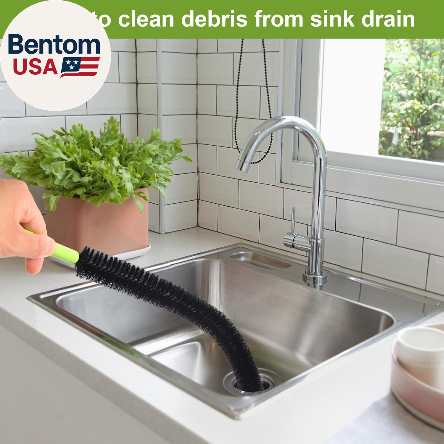 2 Pcs 17” Flexible Sink Drain Cleaner Brush Long Pipe Cleaner Brush for Cleaning