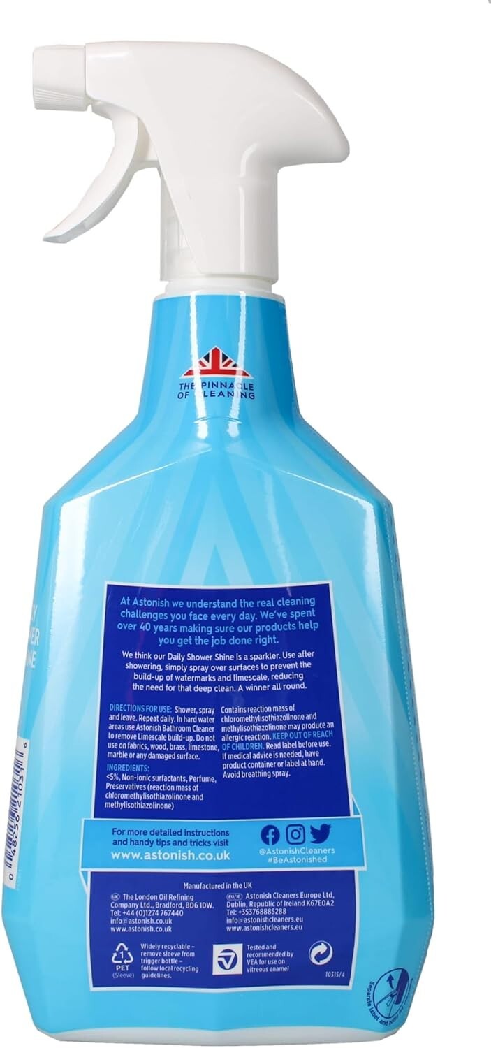750ml Daily Shower Spray – Floral White Lilies Cleaner for Watermarks & Odors
