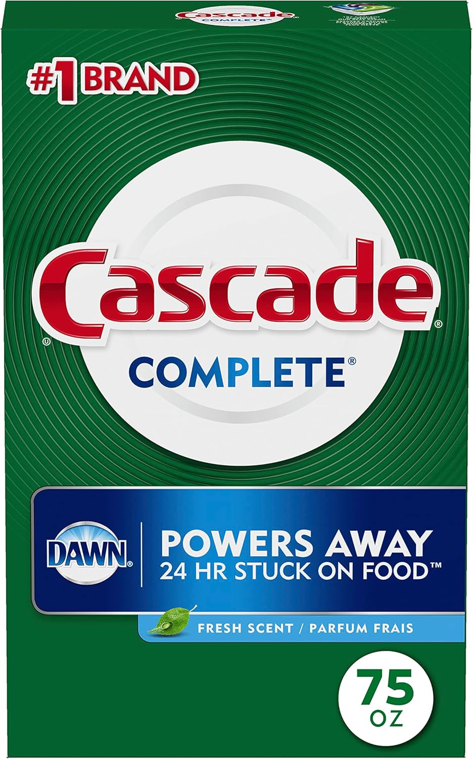 Cascade Complete Powder Dishwasher Detergent, Fresh Scent, 75 Oz, White