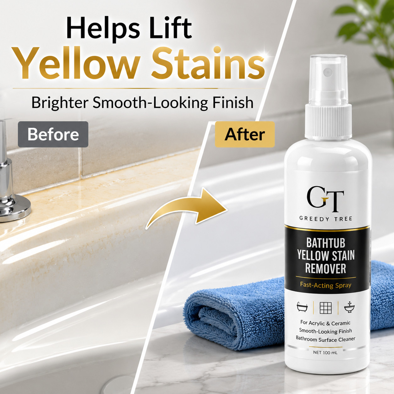 Acrylic Bathtub Yellow Stain Remover For Cleaner Smoother Look