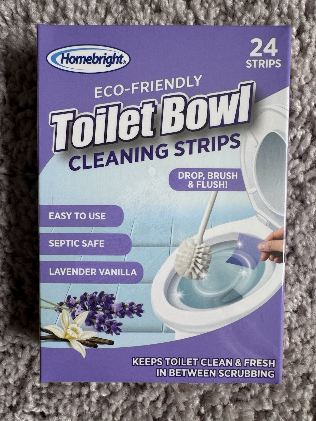 2x Home Bright Toilet Cleaning Strips Lavender Vanilla Scented Drop Brush Flush