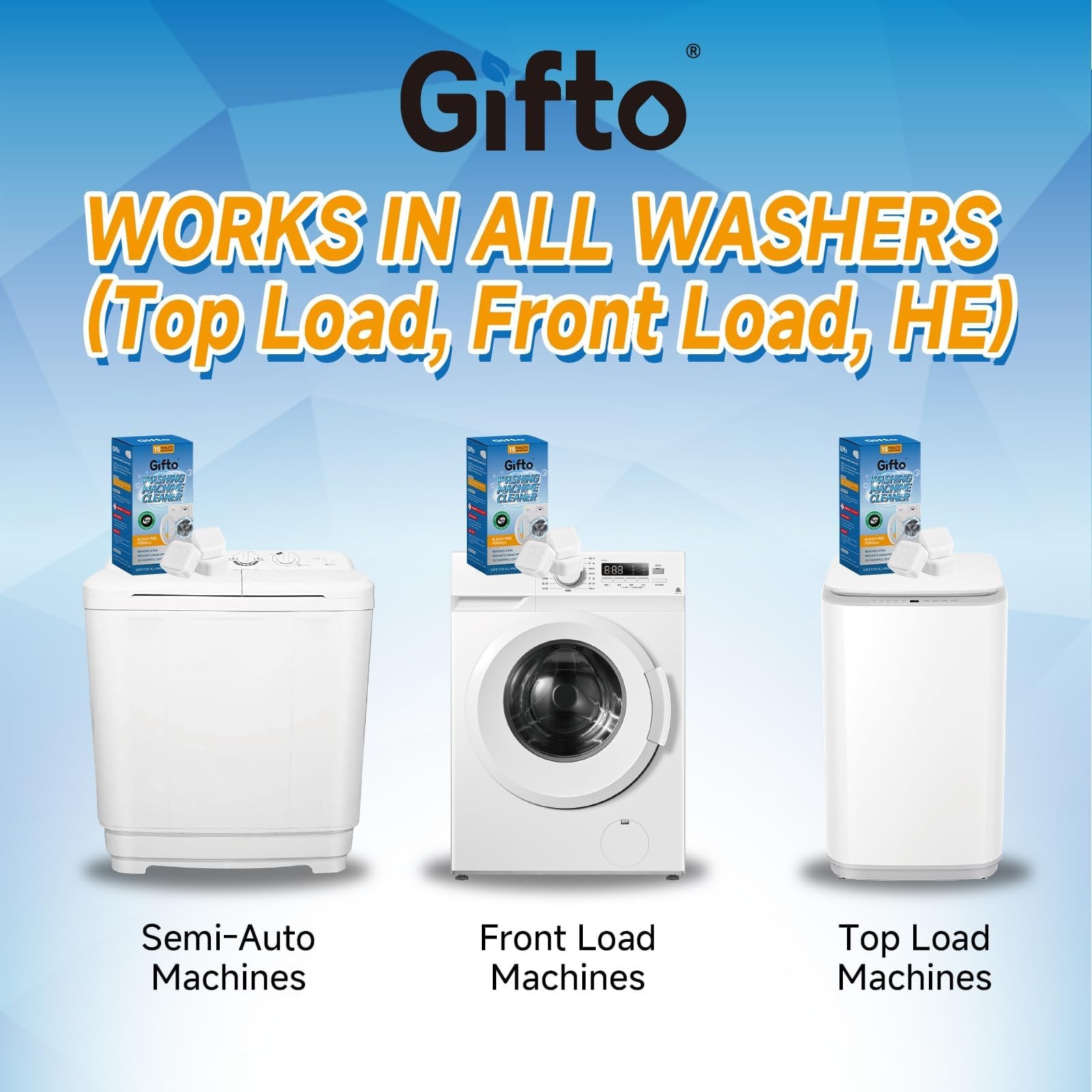 Gifto Washing Machine Cleaning Tablets, Individually Wrapped 15 Count, Fresh …