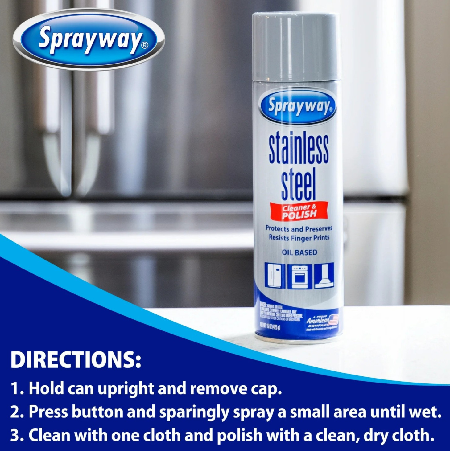 1 Sprayway STAINLESS Steel CLEANER & Polish Aerosol Spray 15 oz Oil Based SW41R