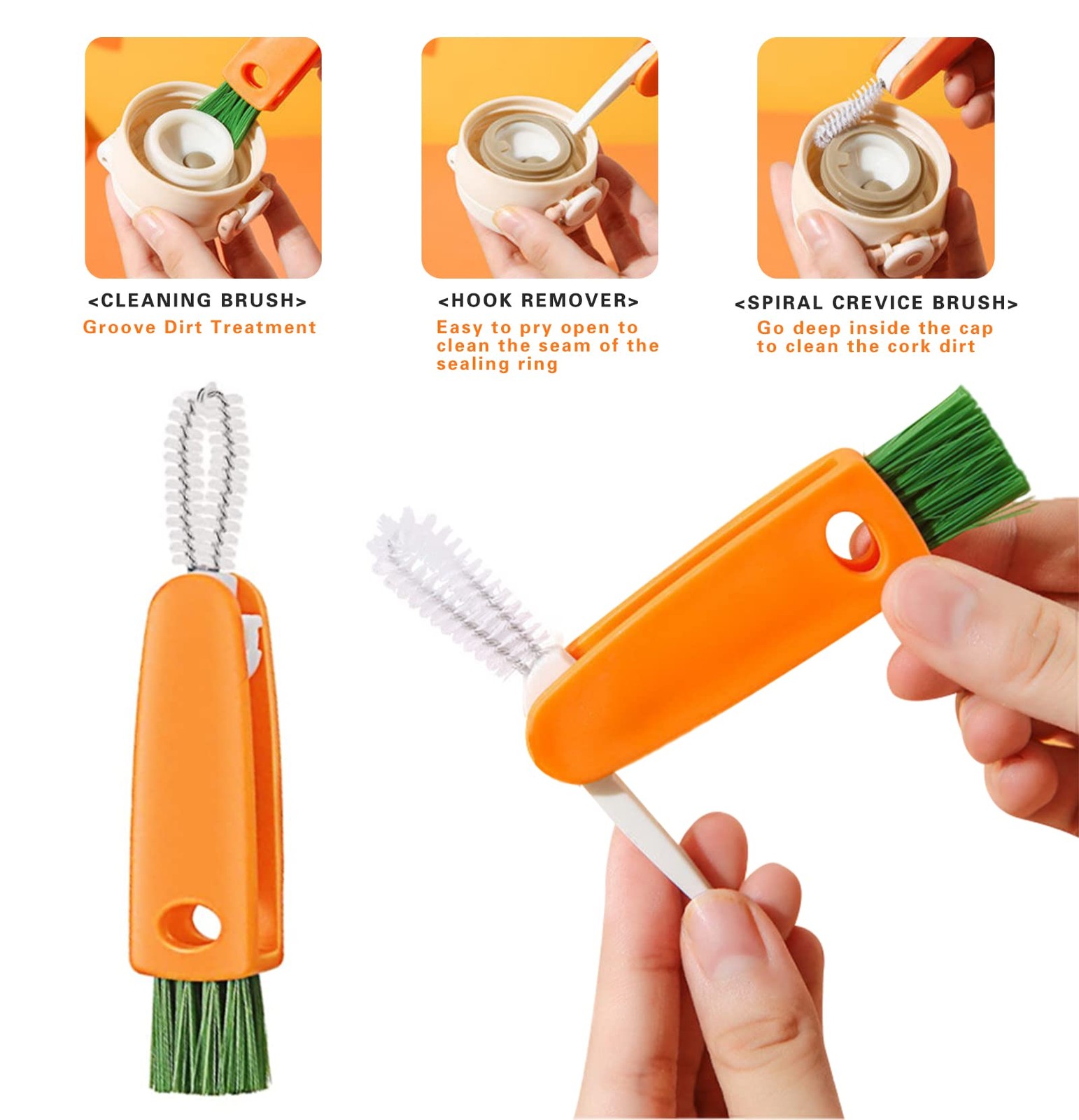 16PCS Versatile Scrubber Brush- Multipurpose Bottle Gap Brush 3 in 1 Cup Lid …
