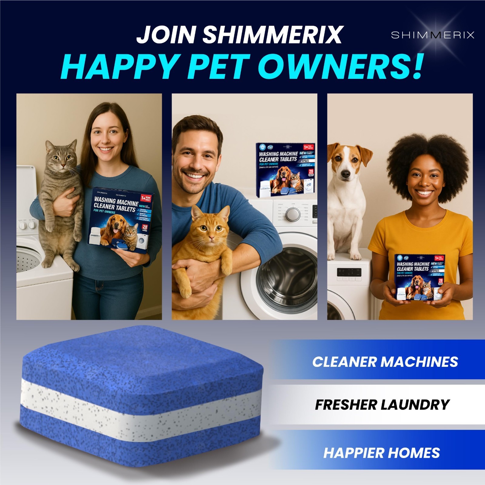 Washing Machine Cleaner Tablets for Pet Owners – 28 Pack, Deep Clean, Septic Saf