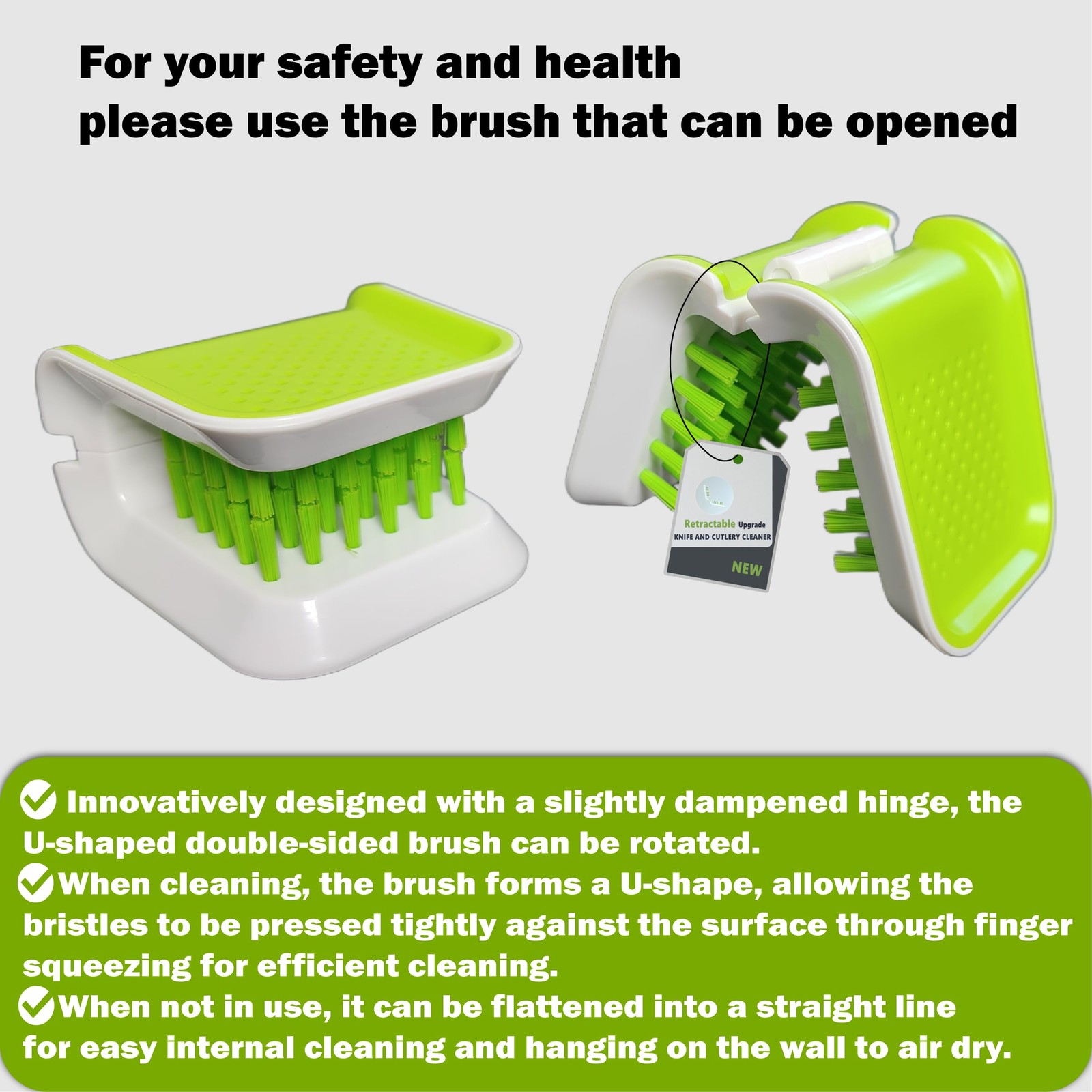 , Openable BladeBrush Knife and Cutlery Cleaner Brush, Silverware Scrubber, B…