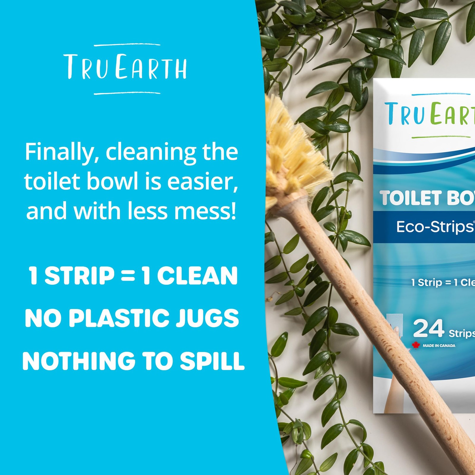 Tru Earth Toilet Bowl Cleaner Eco-Strips | Plastic Jug-Free Septic-Safe Clean