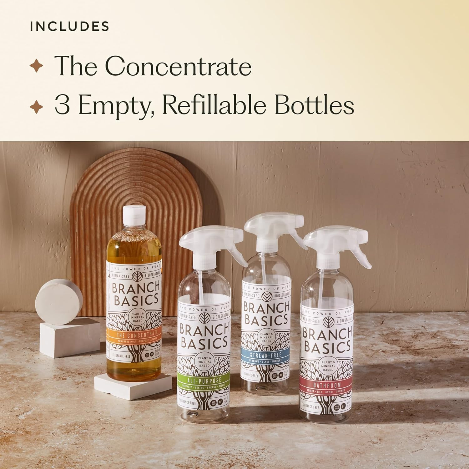 Cleaning Essentials Kit: All Purpose, Glass and Bathroom Cleaner – Concentrate (