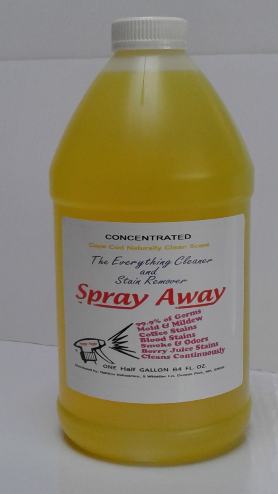 Spray Away Cleaner & Stain Remover Half Gallon Concentrate Naturally Clean Scent