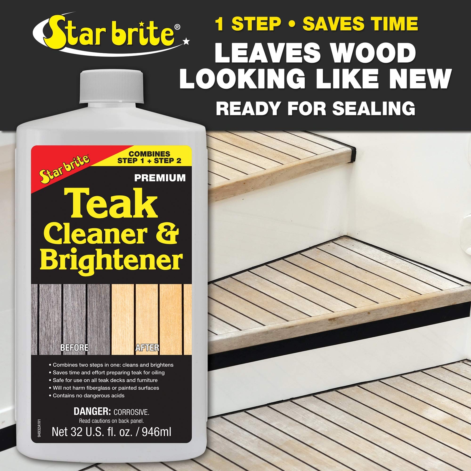 32oz Teak Cleaner and Brightener for Wood Effortless Stain Removal and Restor…