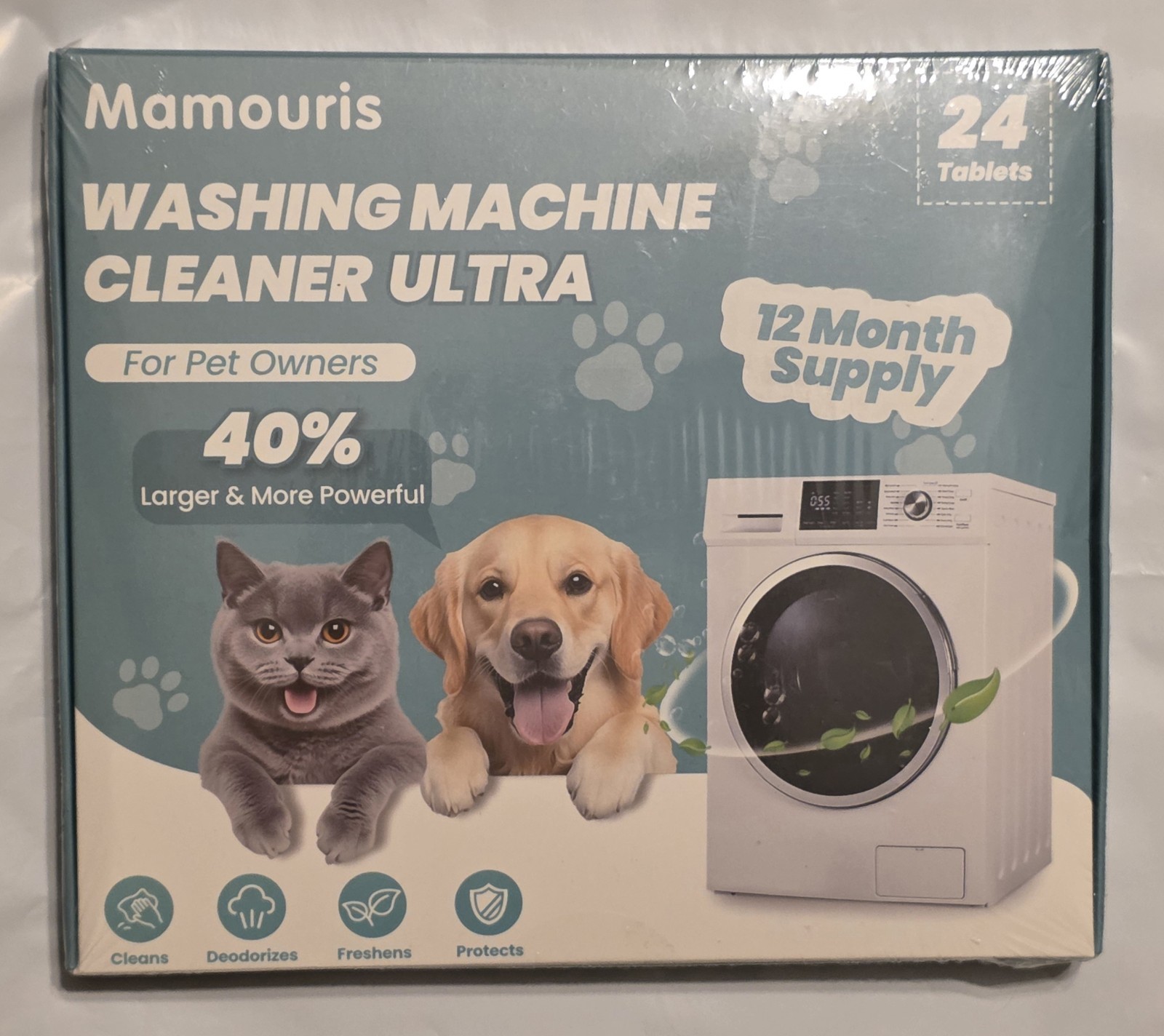 2Packs Mamouris Washing Machine Cleaner Tablets 24ct, Fresh Scent For Pet Owners