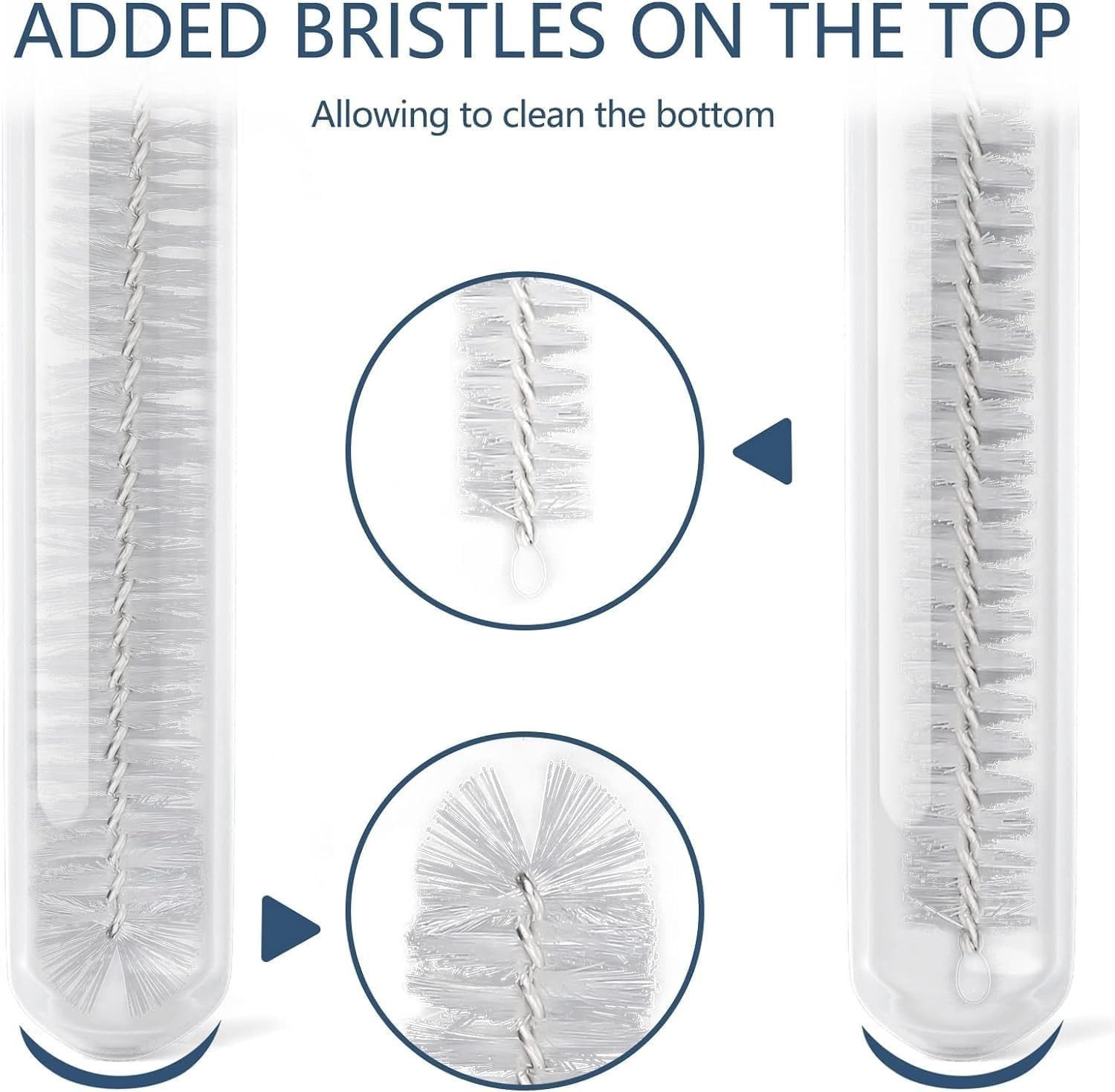 10 Pack Reusable Straw Cleaner Brushes Stainless Steel Handles Nylon Bristles