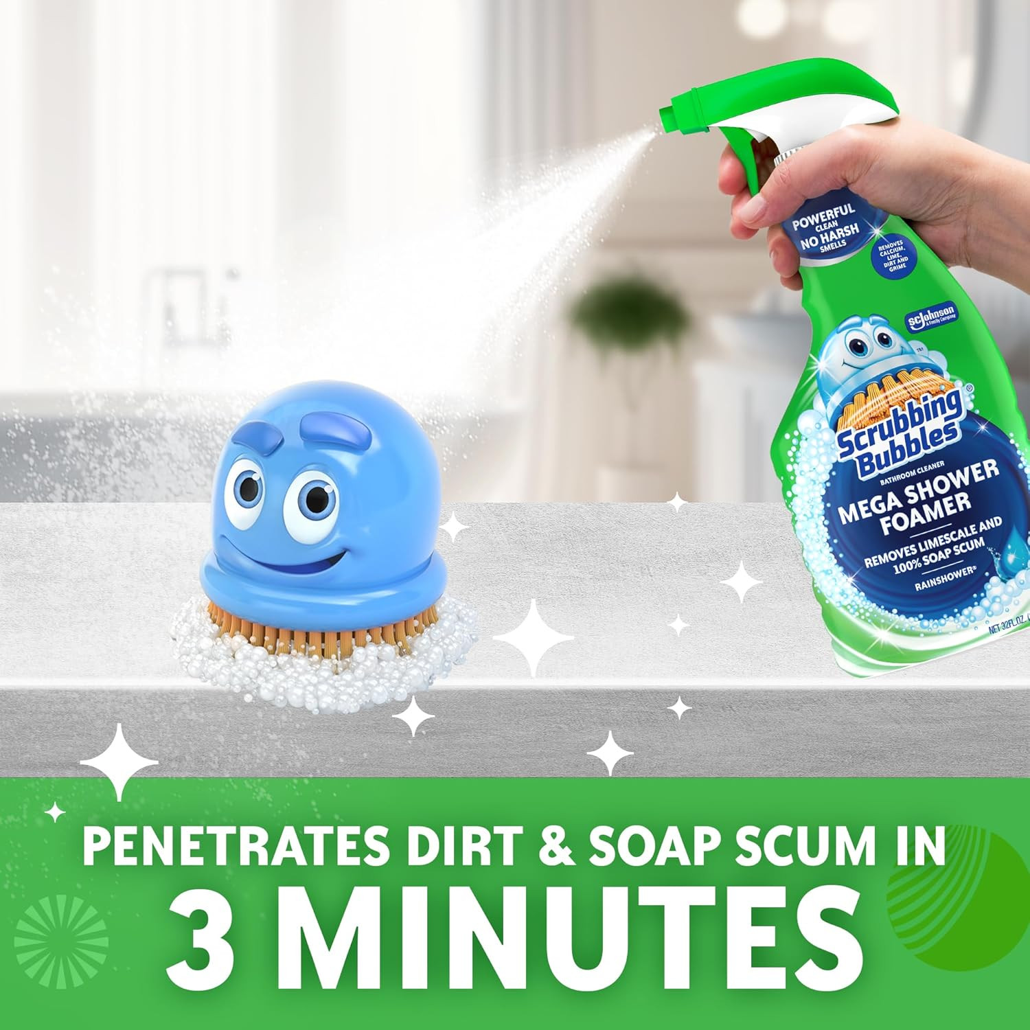 Scrubbing Bubbles Mega Bathroom and Shower Cleaner Spray, Foaming Action Removes