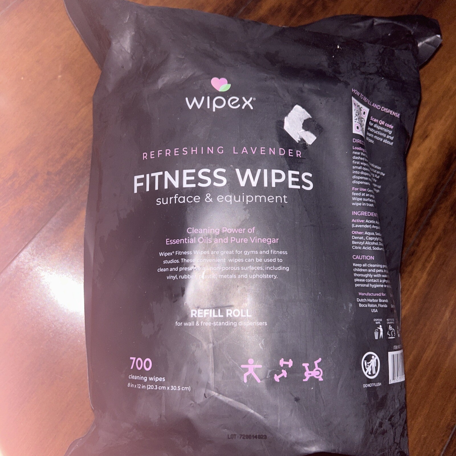 Wipex Gym & Fitness Wipes Refill Pack 700 Large Natural Wipes with Vinegar & Lem