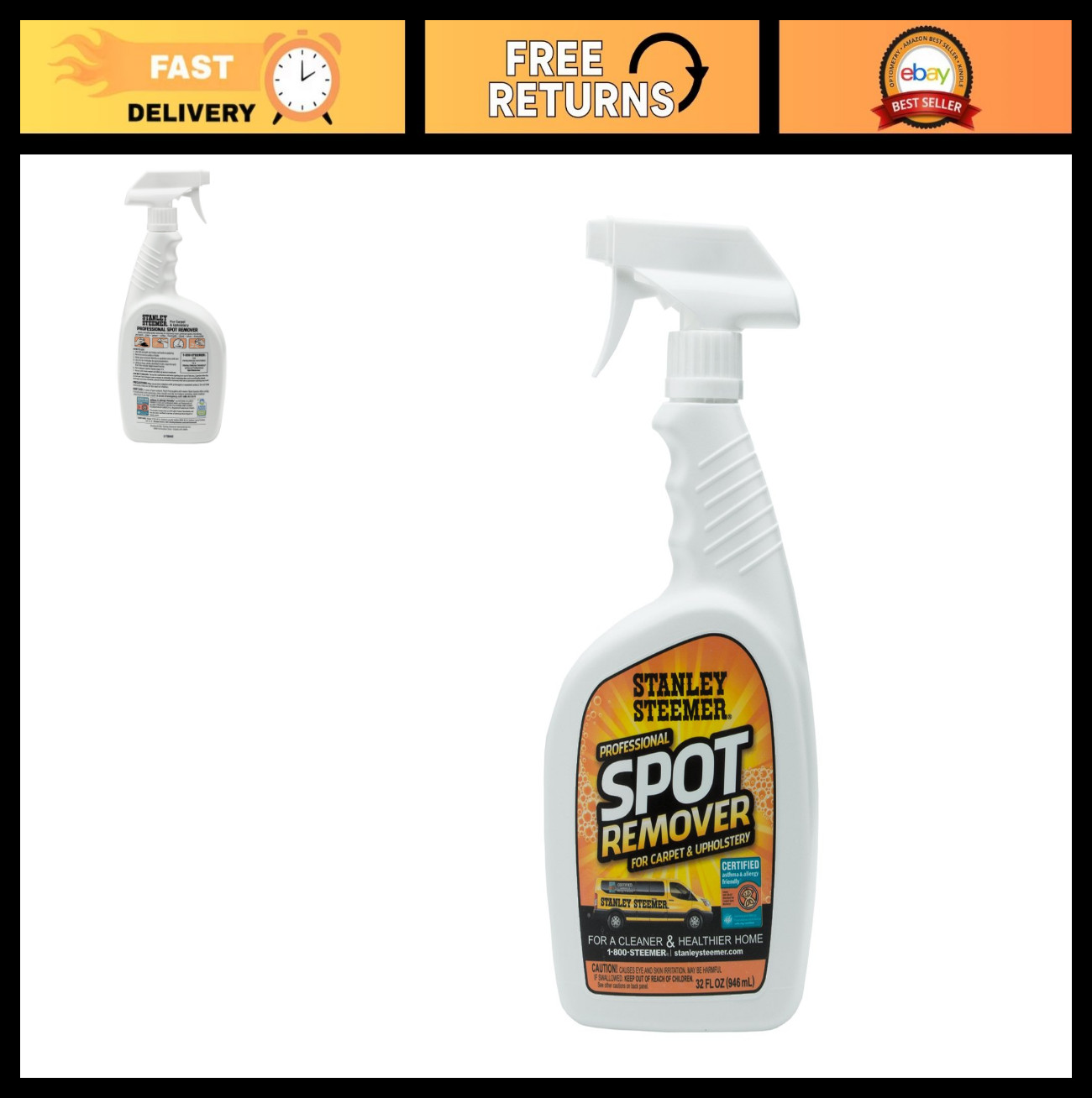 Professional Carpet & Upholstery Spot Remover – 32 OZ Cleaner for Stains