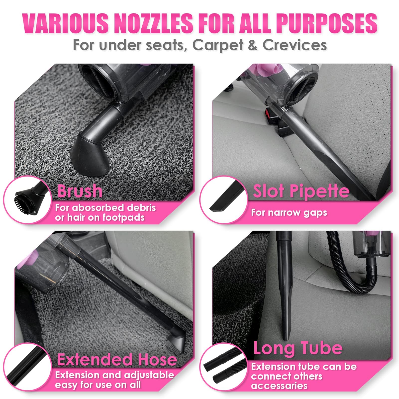 17Piece Car Cleaning Kit with Handheld Vacuum, Detailing Brushes & Gel