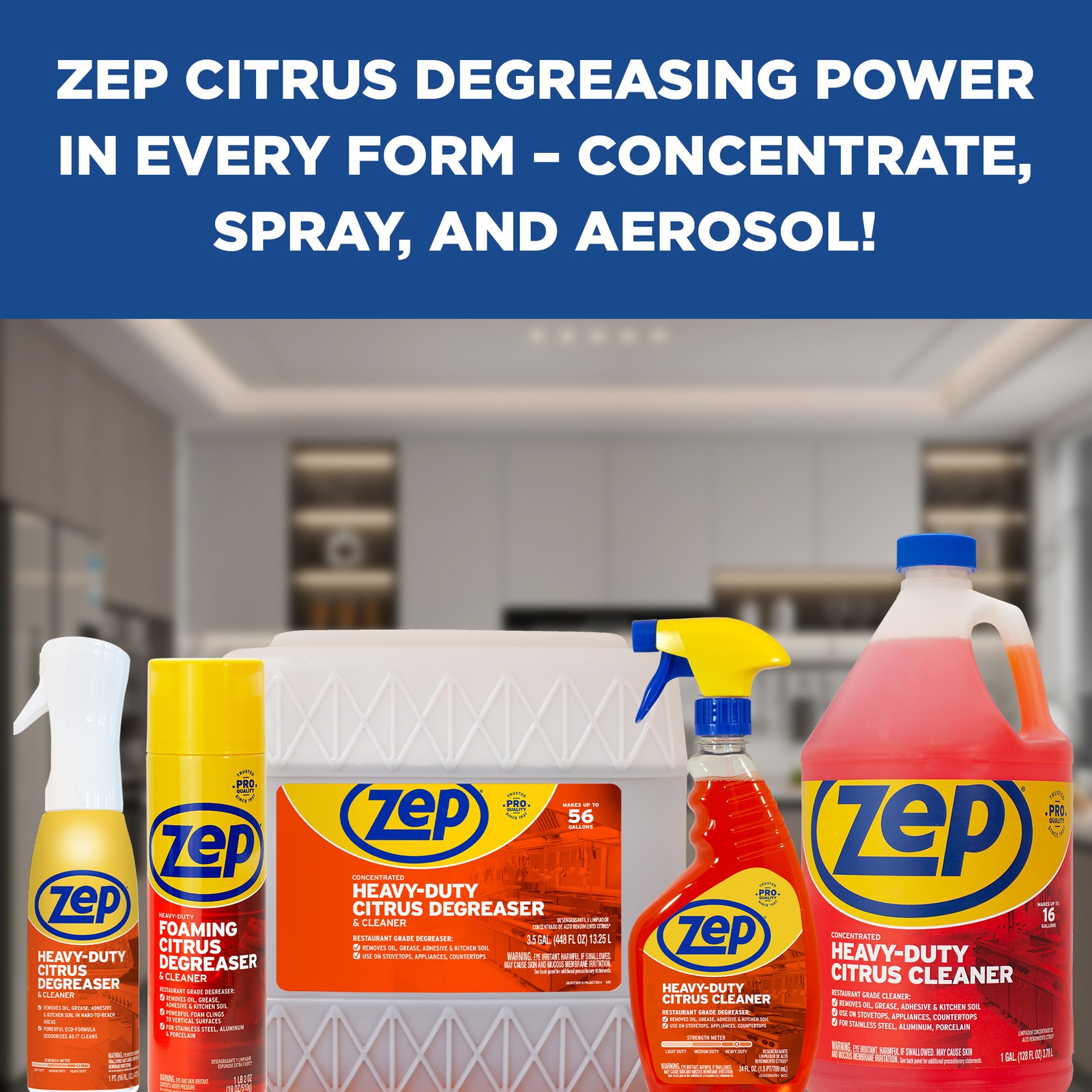 Zep Heavy-Duty Citrus Foaming Degreaser and Cleaner – 18 Ounce (Case of 6)