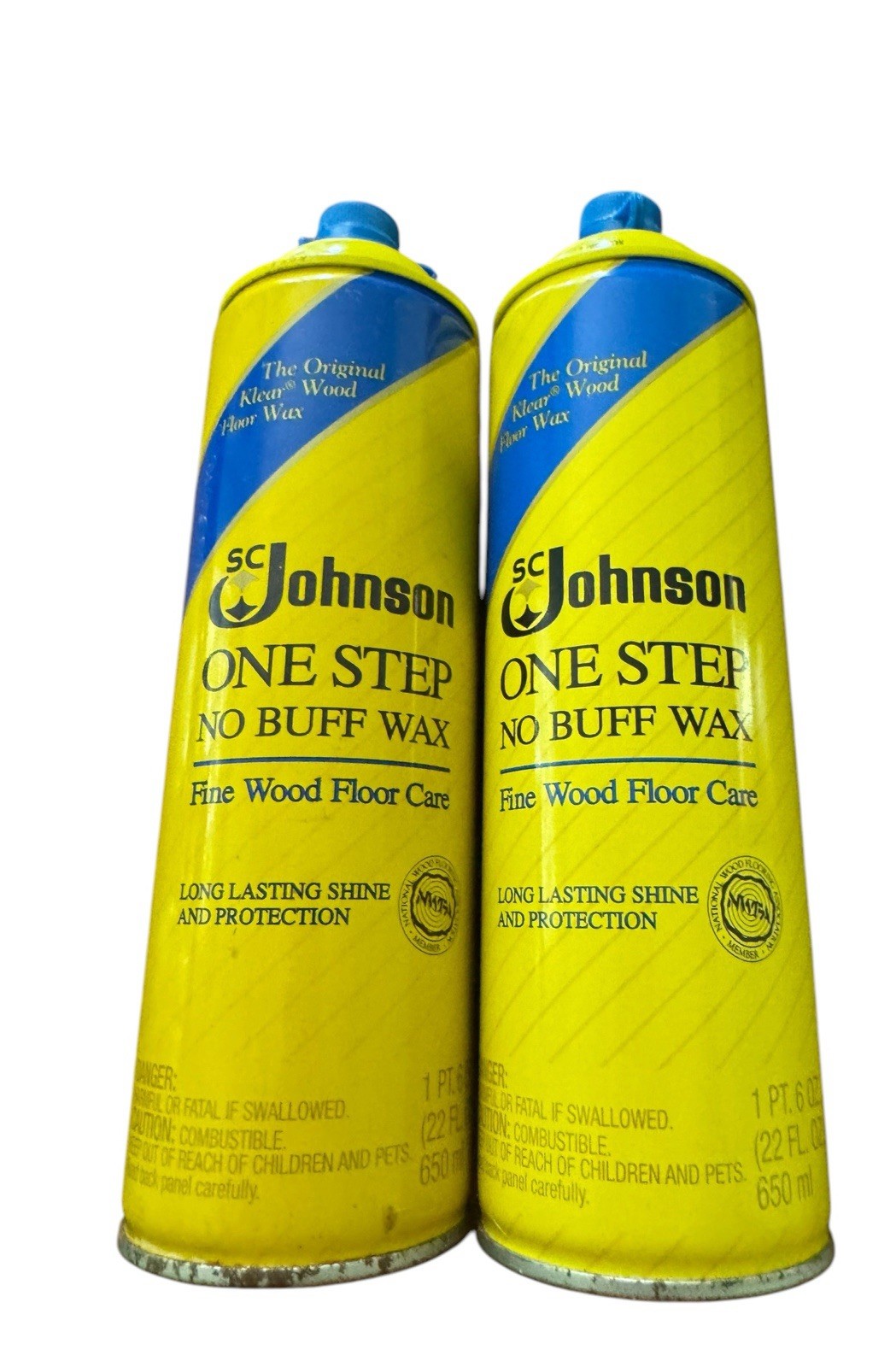 2 SC Johnson One Step No Buff Wax Fine Wood Floor Care Partial Cans Discontinued