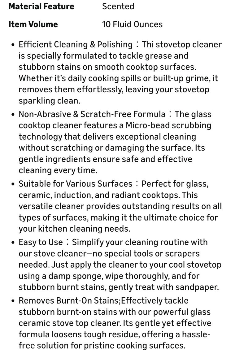 Jiffine Cooktop Cleaner Paste, Miracle All Purpose Cleaning Paste – 10oz