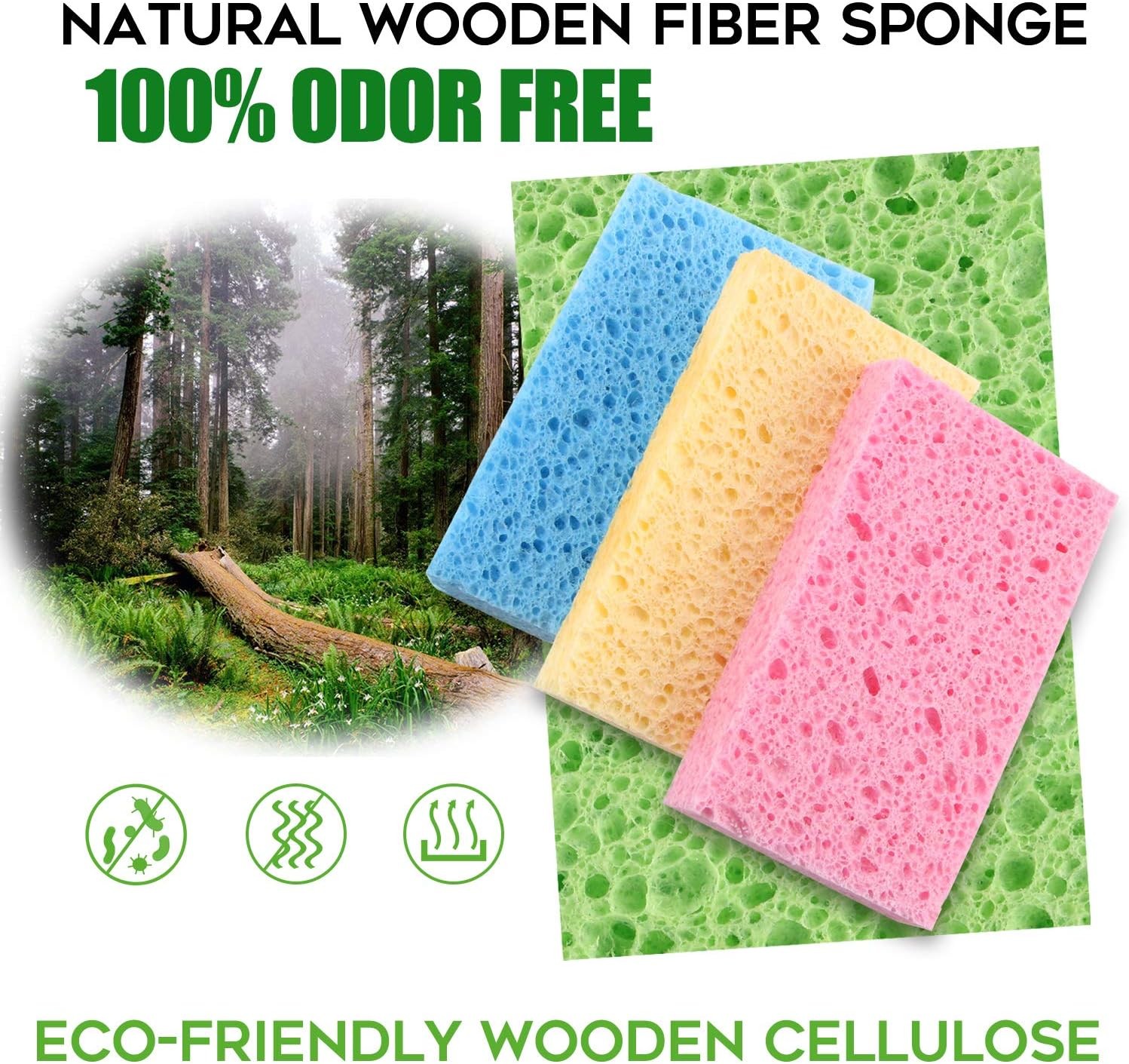 Cleaning Scrub Colored Sponge,Non-Scratch Kitchen Cellulose Dishwashing