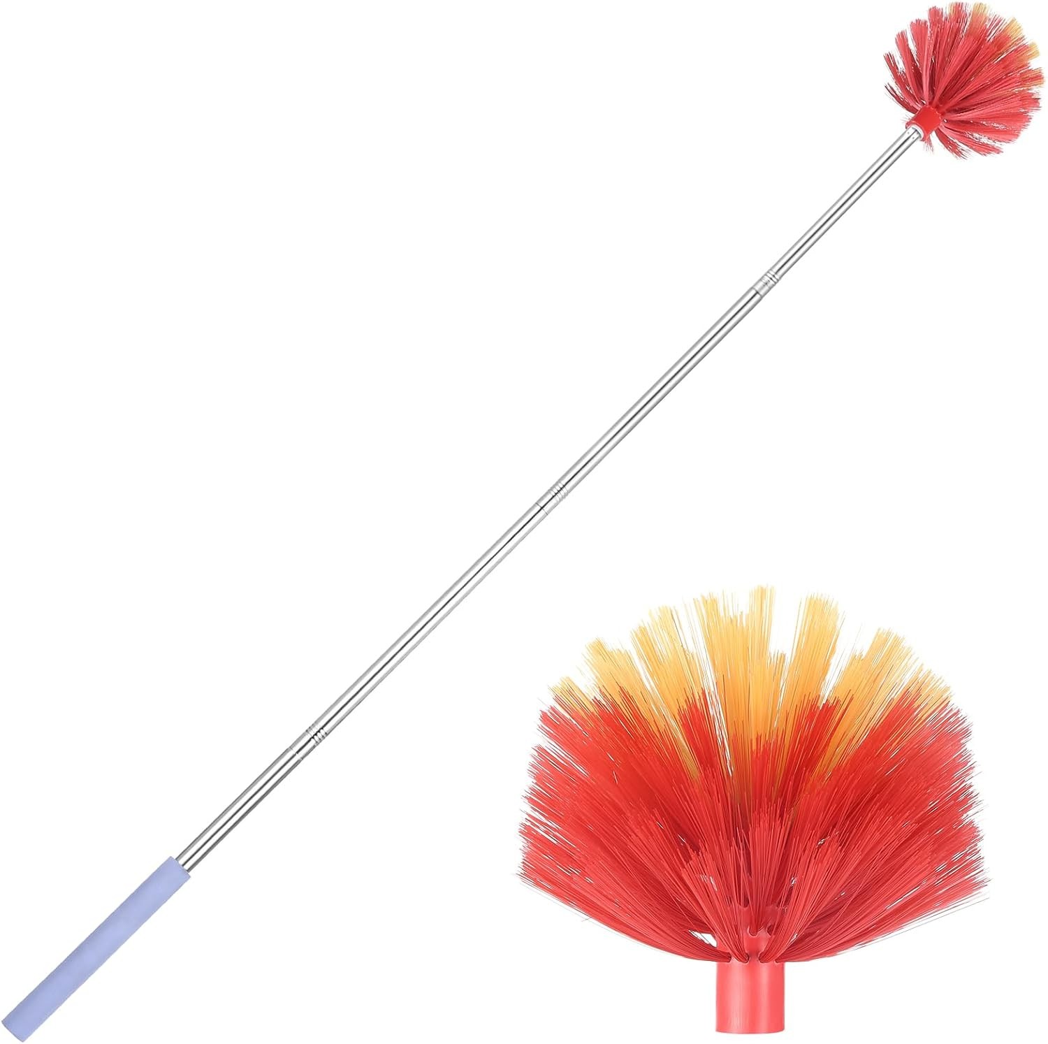Cobweb Duster with Extension Pole, 59″ Adjustable Stainless Steel Pole, Washable