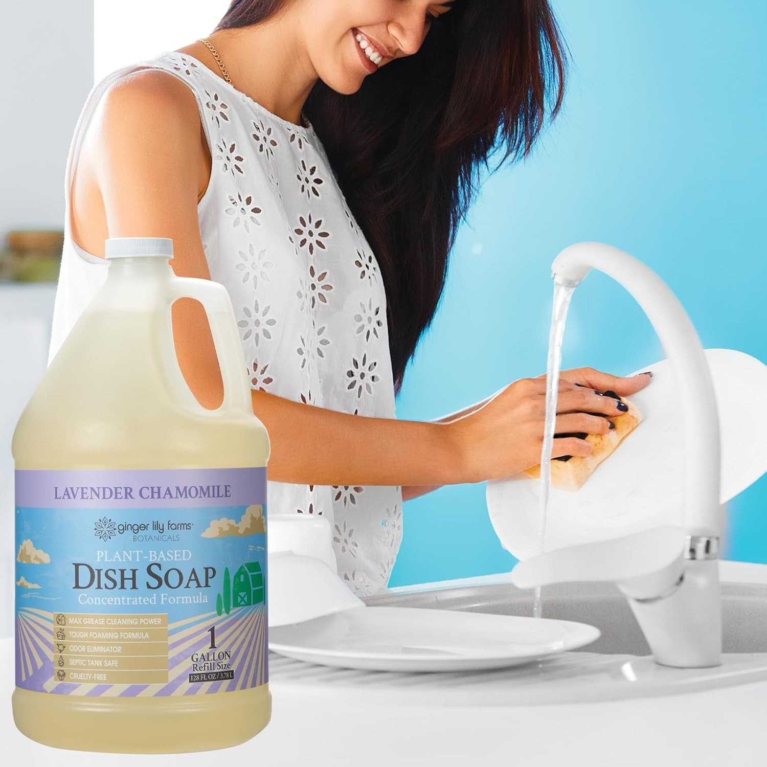 Concentrated Plant Based Liquid Dish Soap Non Toxic Vegan Eco Friendly
