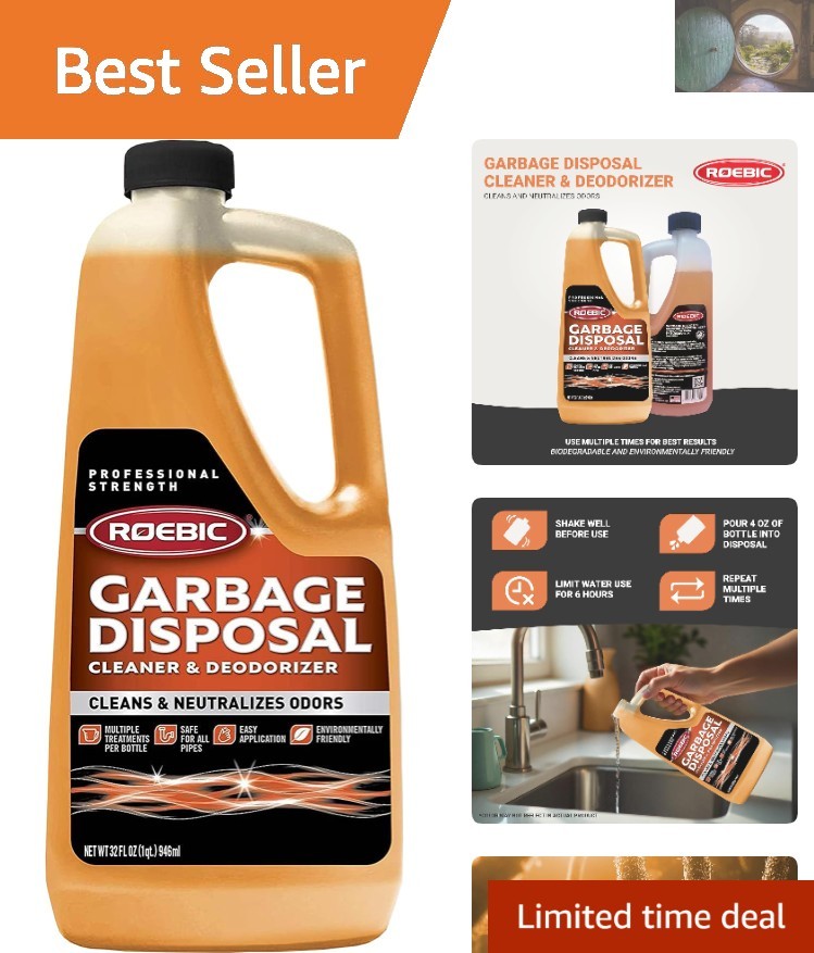 K-27 Garbage Disposal Cleaner with Bacteria Enzymes, 32 oz for Odor-Free Kitchen