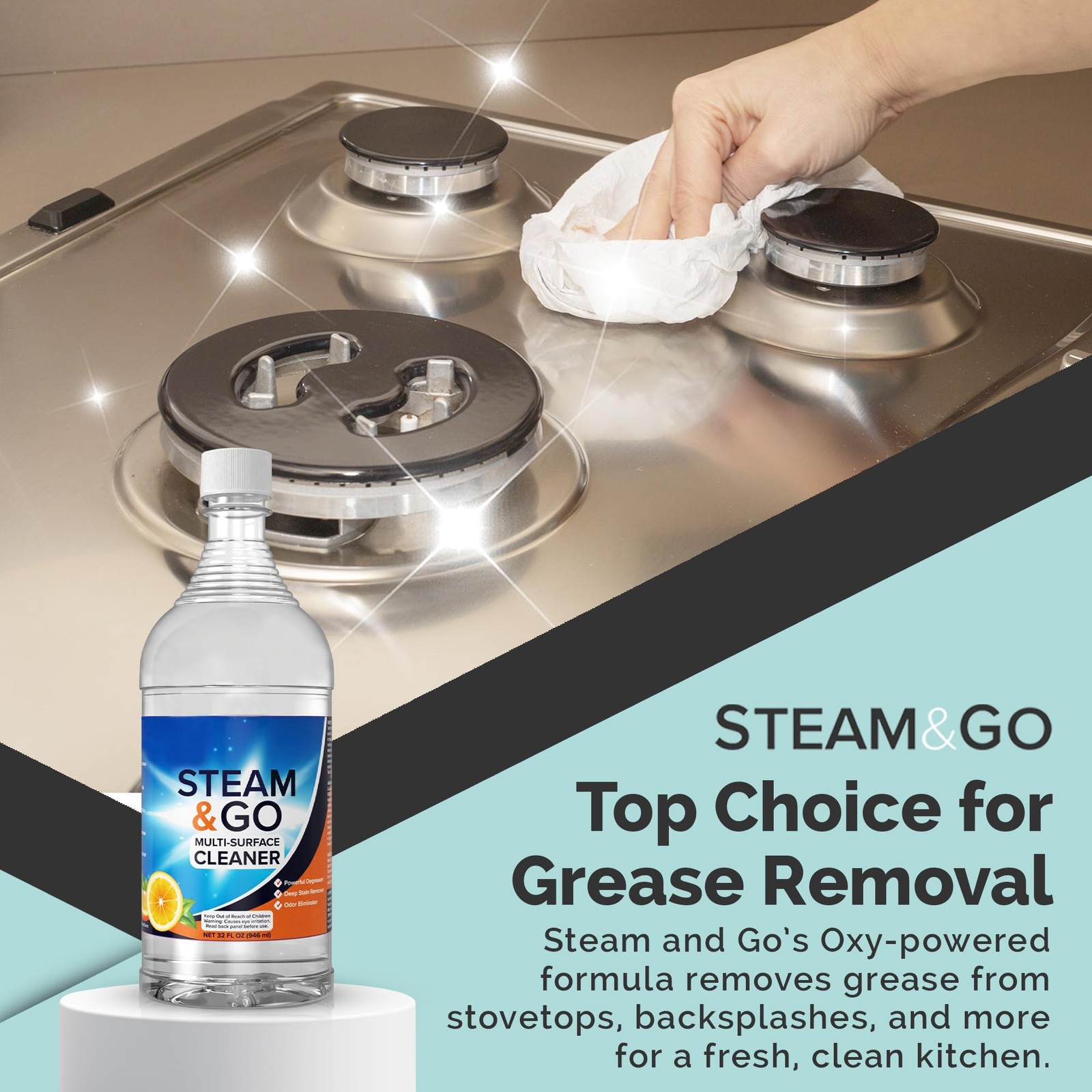 Steam & Go Multi-Purpose Cleaner Spray with Oxy Power for Multi-Surfaces – Re…