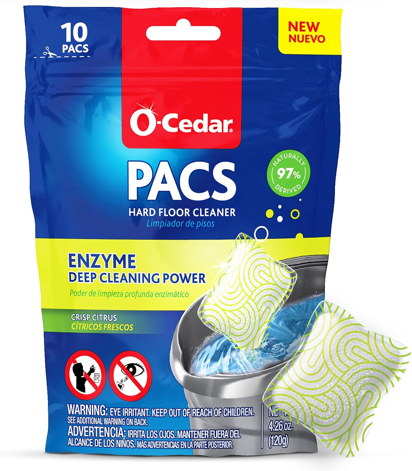 PACS Hard Floor Cleaner, Crisp Citrus Scent 10 Count (1-Pack) | Made with Natura