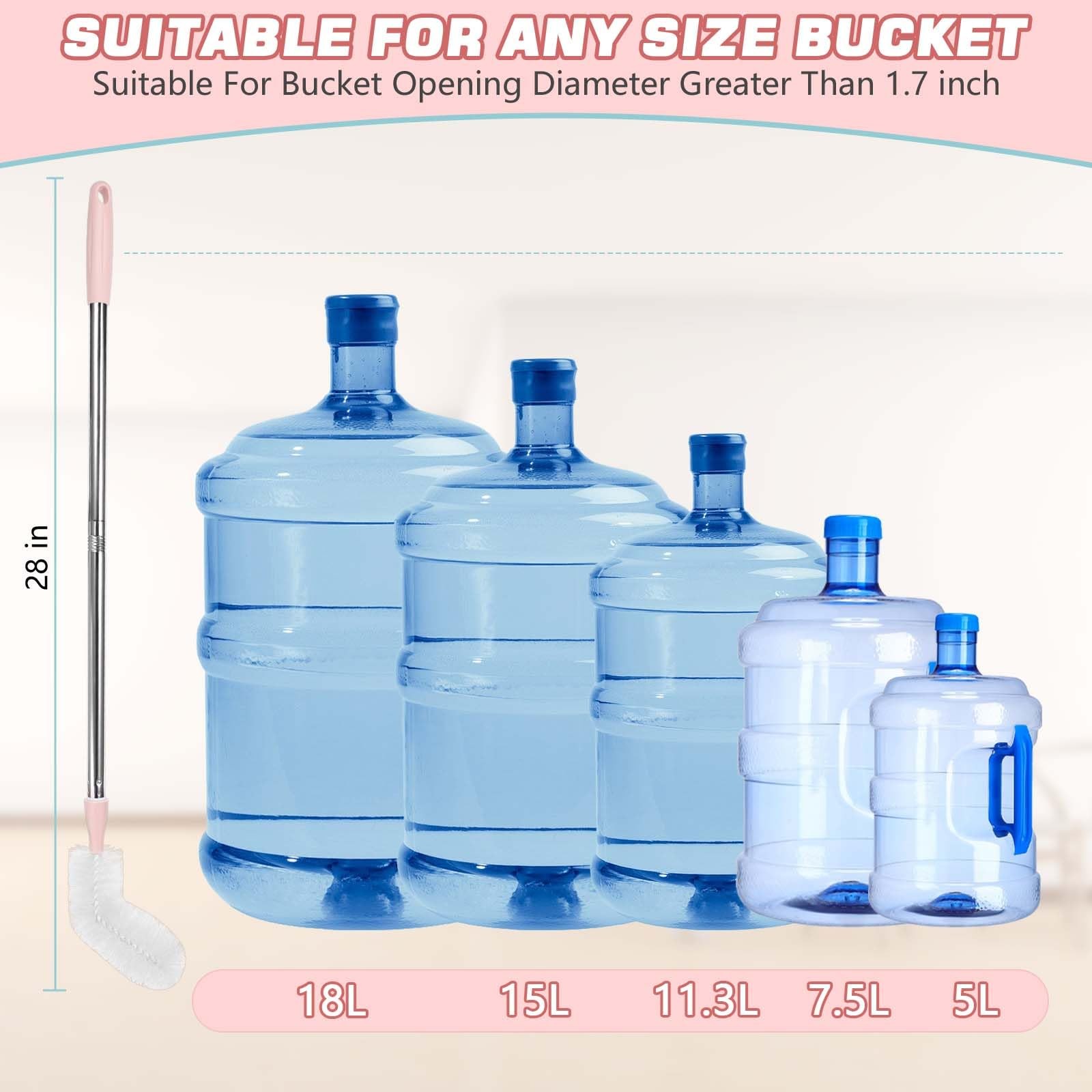 2 Pack 5 Gallon Water Jug Cleaning Brush Long Bottle Carboy Cleaner