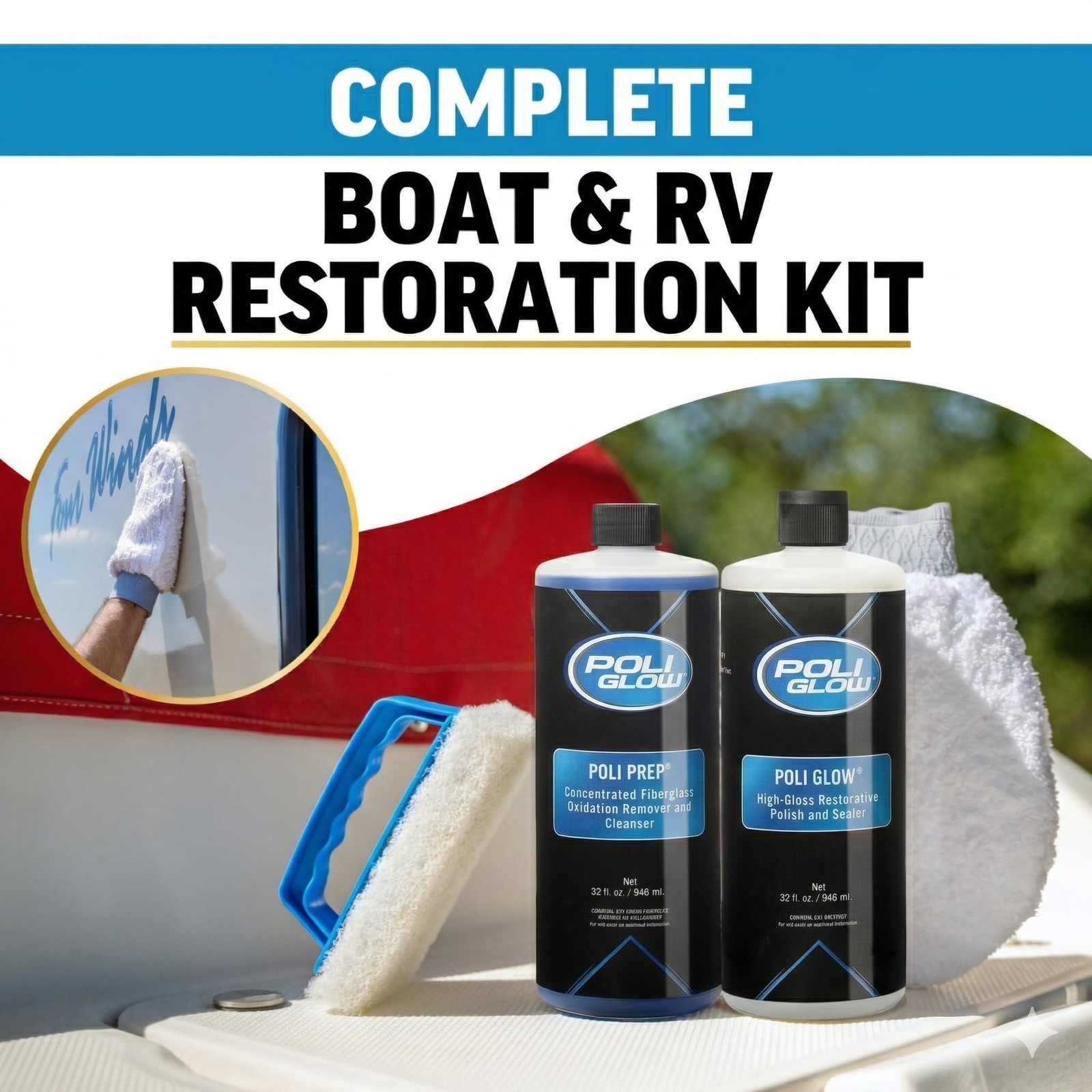 Poli Glow Basic Kit — Complete Fiberglass Restorer for Boats and RVs and More. E