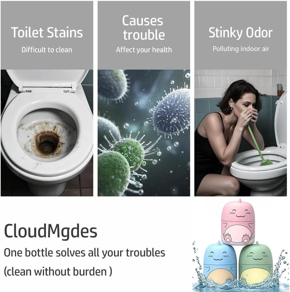 Cute Dinosaur-Shaped Toilet Bowl Cleaner Bottle, Bathroom Toilet Tank Cleaner wi