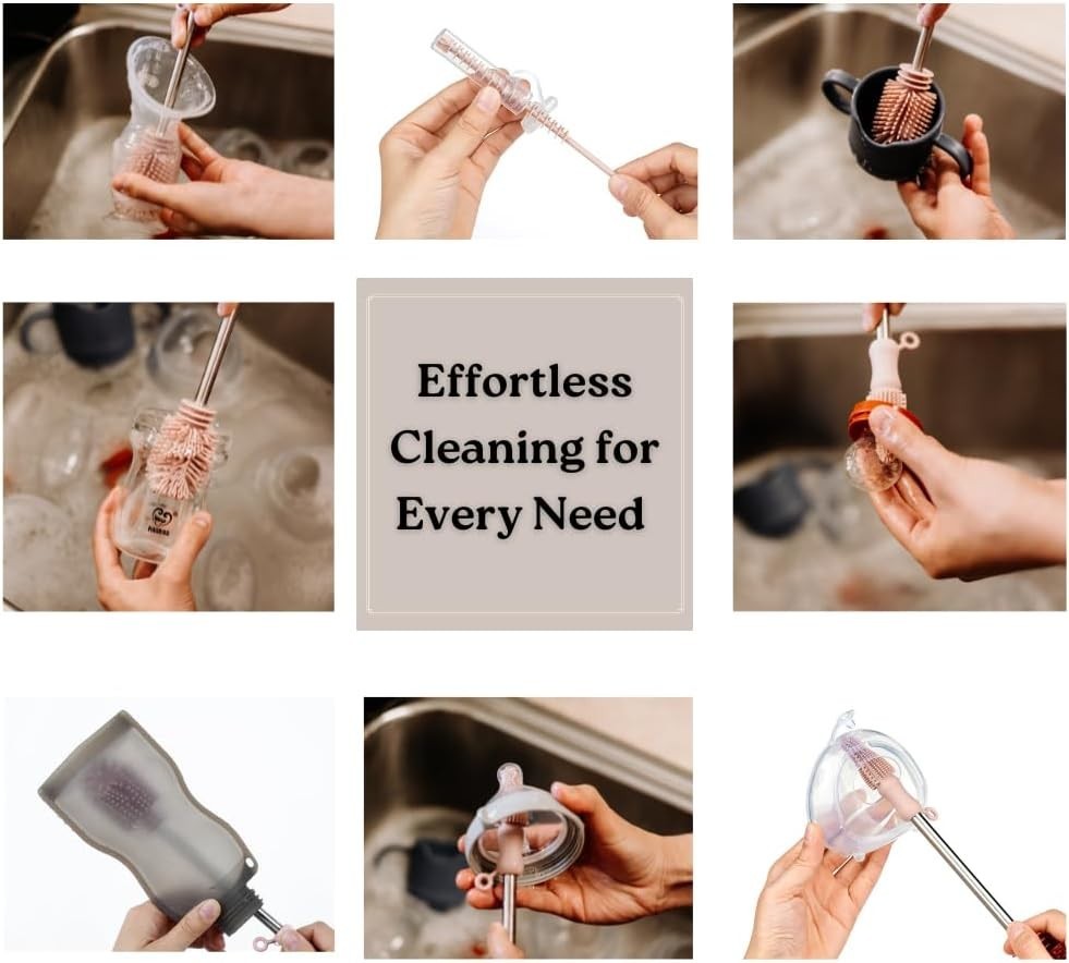 Silicone Cleaning Brush Kit – Household Cleaning Brushes for Bottles and Crev…