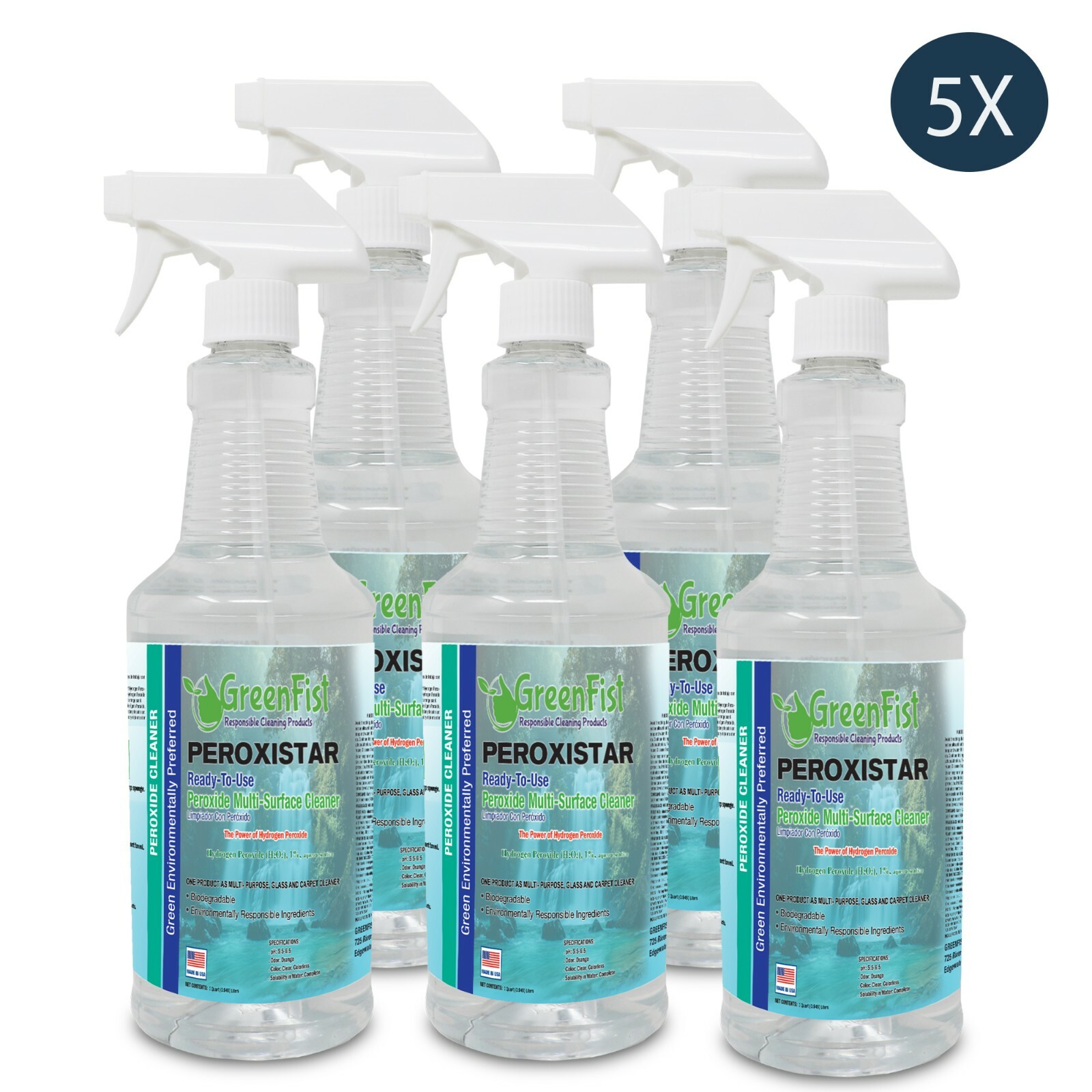 Hydrogen Peroxide All Purpose( Toilet, Carpet,Glass,Stain) Cleaner 32 oz (5x)