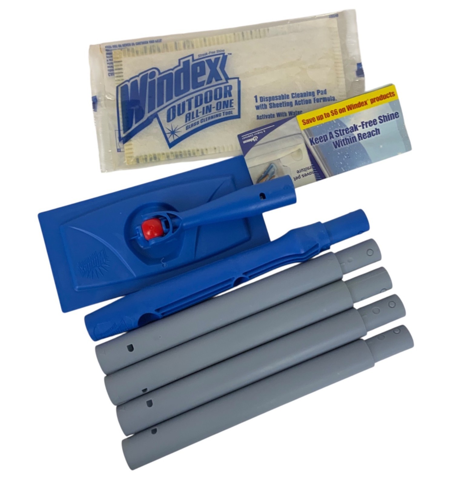 Windex Outdoor All-In-One Glass Cleaning Tool Kit With Handle Pads 2010 Open Box