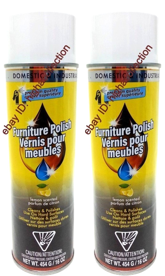 2 x Domestic/Industrial Lemon Scented Furniture Polish 16 oz Each Cleans/Polish