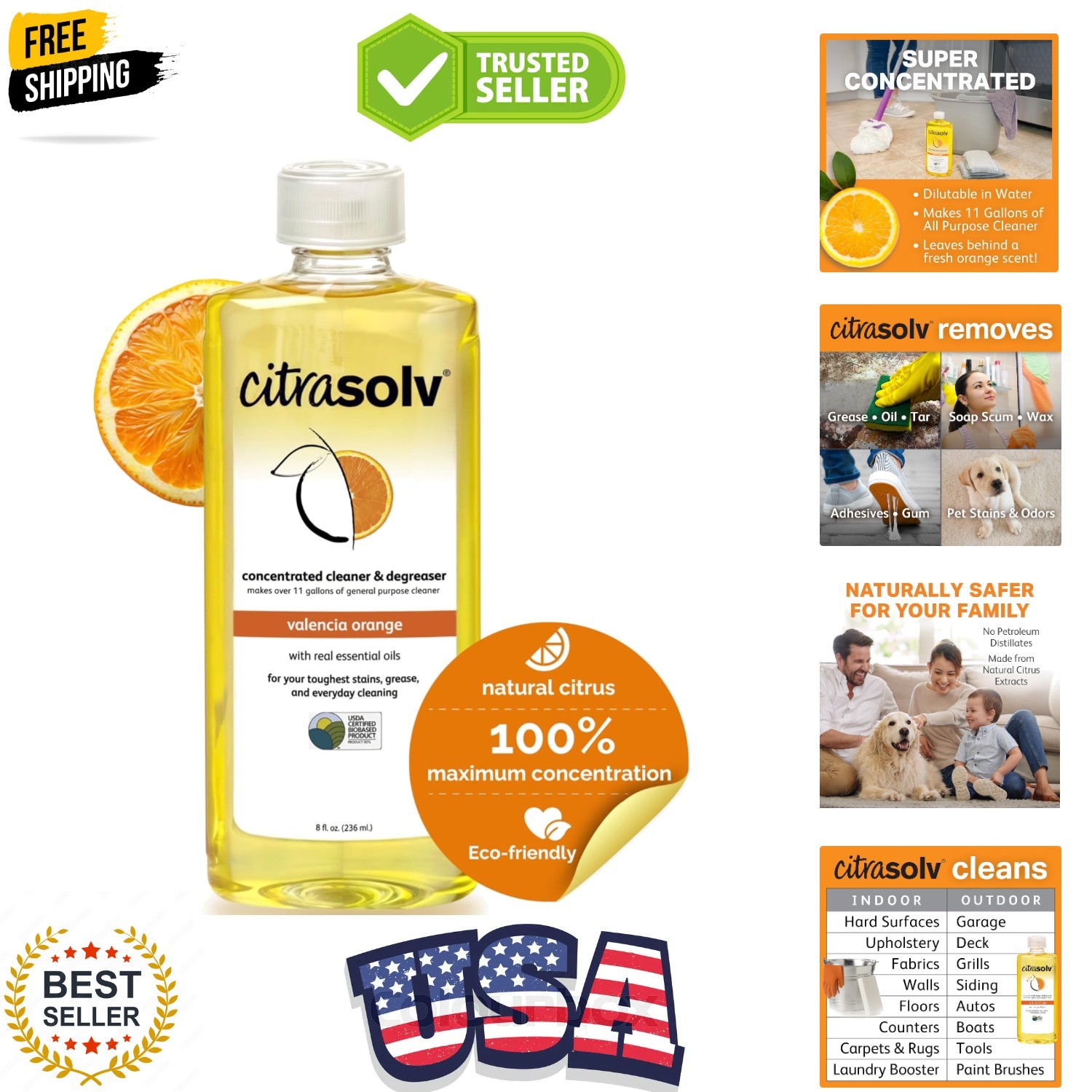 Concentrated Cleaner & Degreaser, Deodorizer, Home & Outdoor, Adhesive Remove…