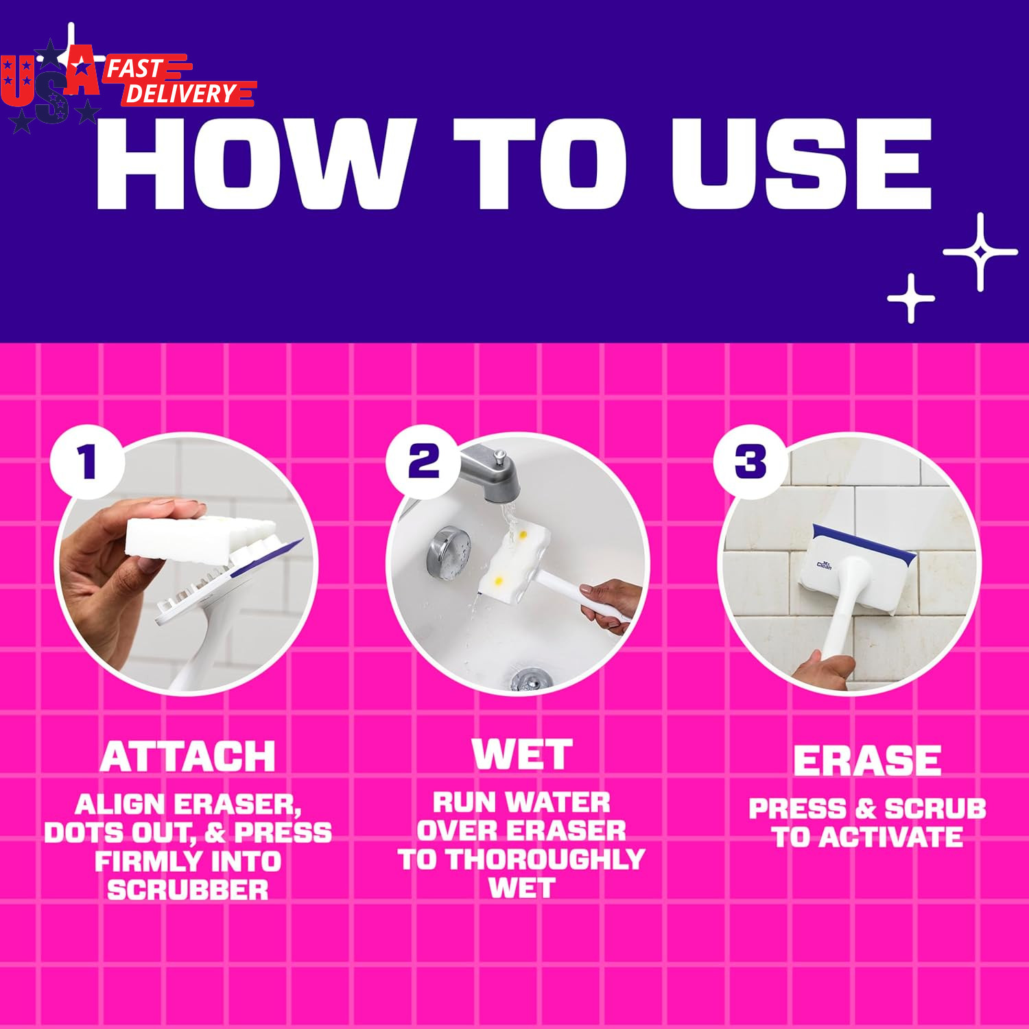 Magic Eraser Shower & Tub Scrubber, Bathroom Cleaner, All in One Bathroom Cleane
