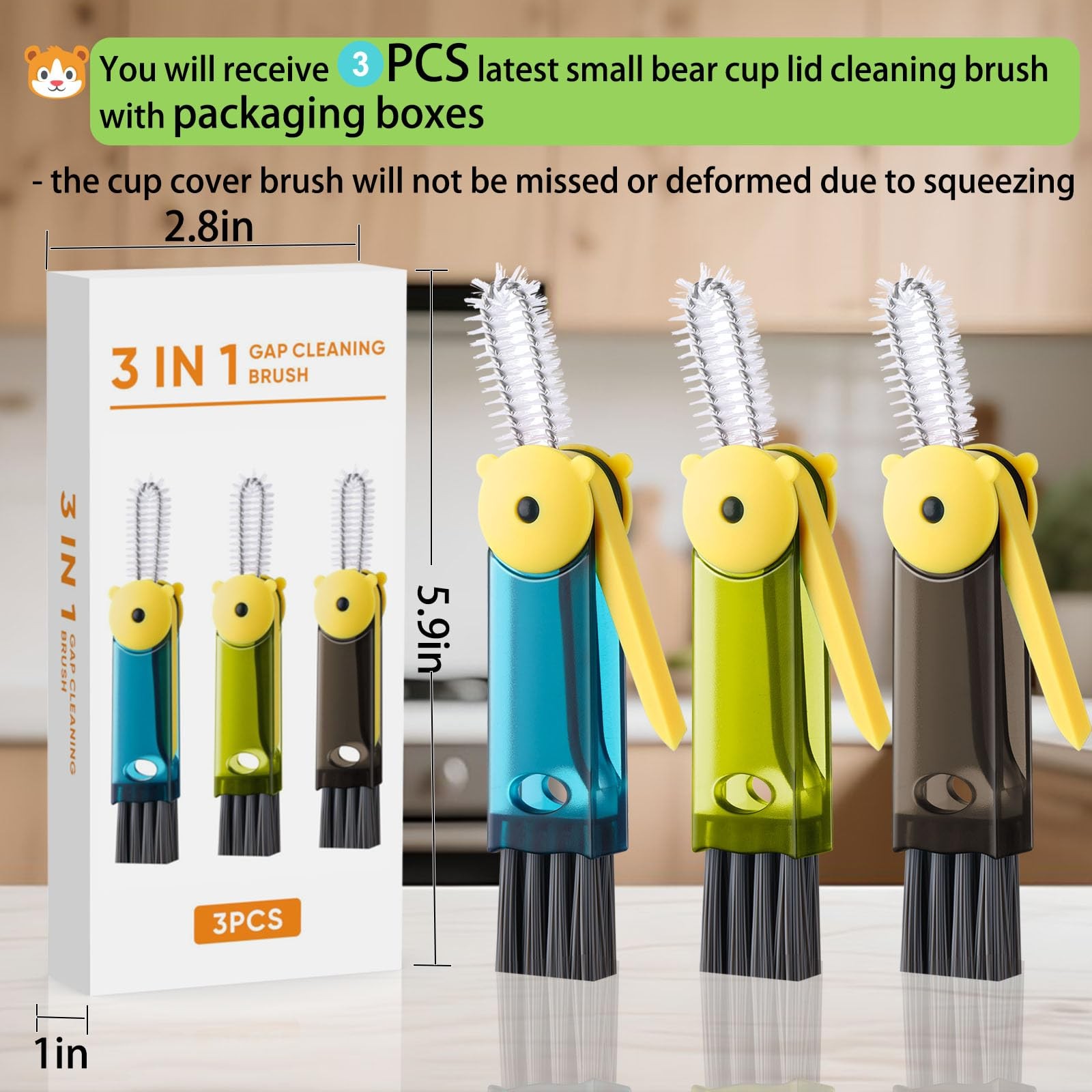 3 in 1 Cup Lid Cleaning Brush – Upgraded Version Cup Lid Brush with Packaging…
