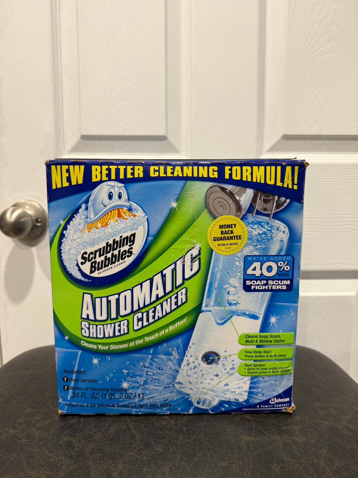 Scrubbing Bubbles Automatic Shower Cleaner Sealed One Button Dual Spray NEW