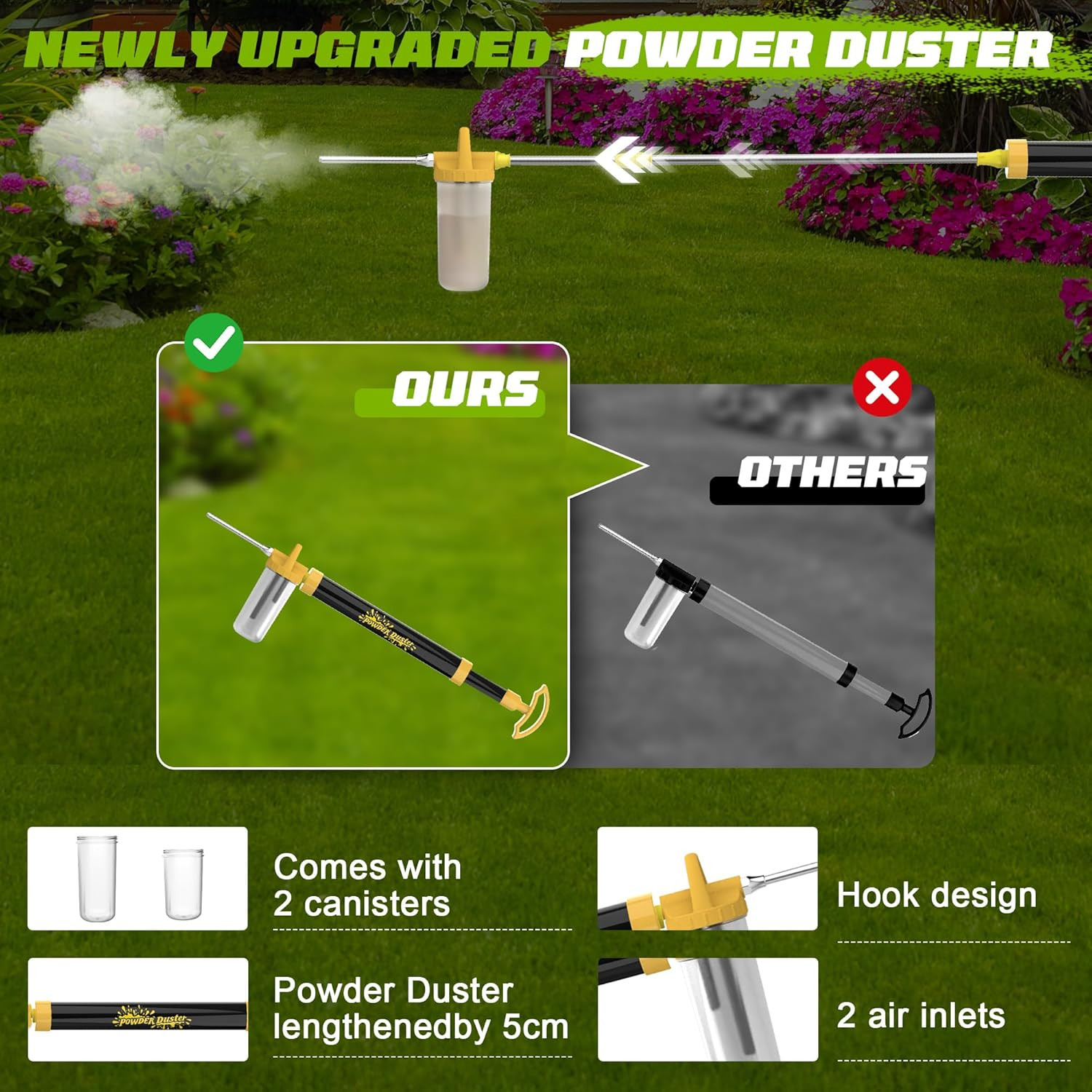 Diatomaceous Earth Duster, Upgraded Powder Duster, Powder Sprayer with Adjustabl