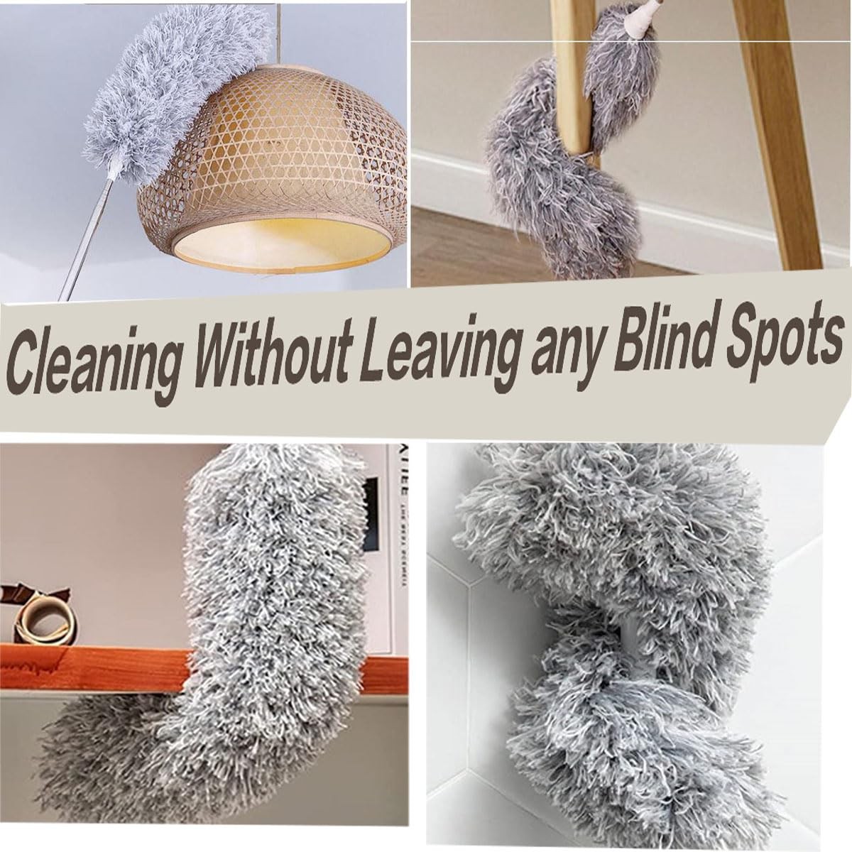 Microfiber Feather Duster Kit with 100” Extension Pole 6 PCS Reusable Bendabl…