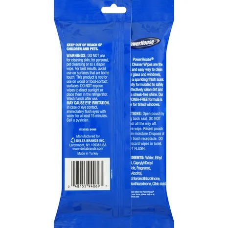 PowerHouse Glass Cleaner Wipes, 42 Wipes (Pack of 3)