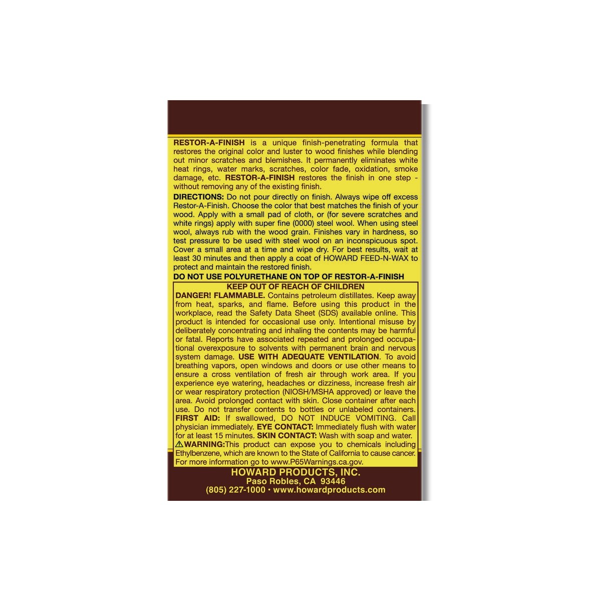 Howard Restor-A-Finish Semi-Transparent Neutral Oil-Based Wood Restorer RF1016