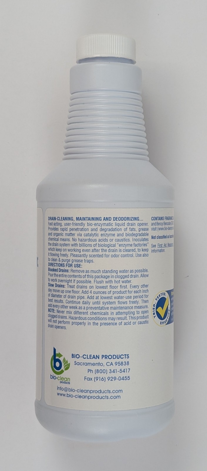 Bio-Clean Products Bio Enzymatic Drain Opener Safe Cleaner 16 Fl Oz Set of 8
